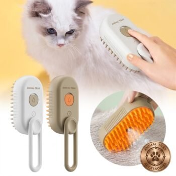 Electric Steam Pet Brush with Handle | Rechargeable